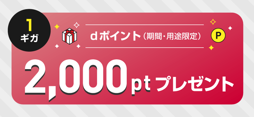 1ギガ dポイント（期間・用途限定） 2,000ptプレゼント