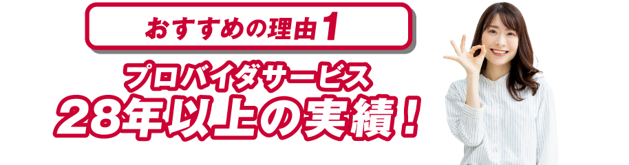 おすすめの理由１ プロバイダサービス28年以上の実績！