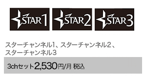スターチャンネル1、スターチャンネル2、スターチャンネル3 3chセット 2,530円/月（税込）